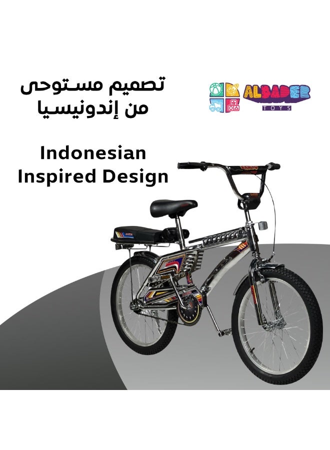 AL BADER Rambo Kids Bicycle 20 Inch with Dual Seats, Freestyle Indonesian Design Bike for Boys and Girls, Strong Steel Frame, Air-Filled Tires, Front and Rear Brake System, Adjustable Seat, Non-Slip Pedals, Comfortable and Safe Outdoor Riding Bike  Ages 8+ - Image 2